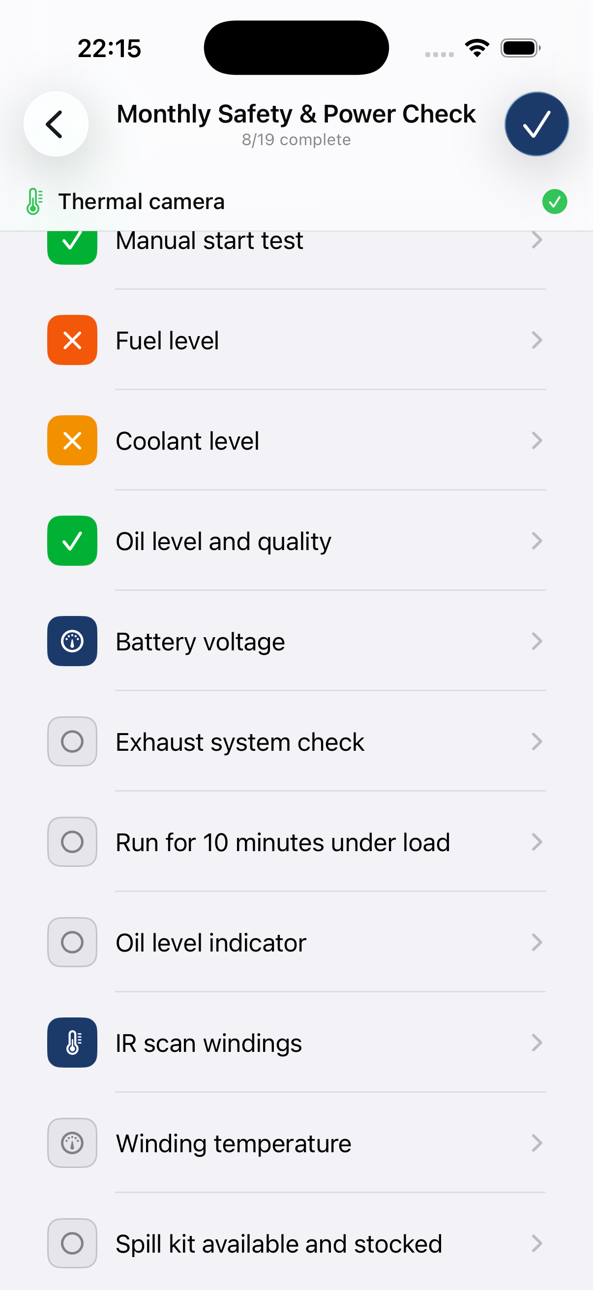 An offline inspection route on iOS